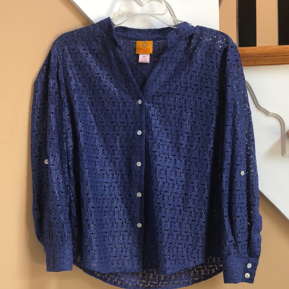 Ruby Rd. Petite Purple Button Down Blouse Size 12p - image 3